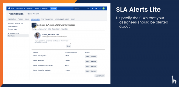Configure which SLA's should throw alerts when they should start.