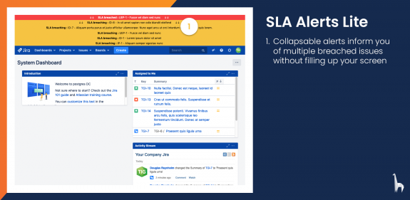 Collapsable banner notifications show multiple SLA alerts without filling up your entire screen.